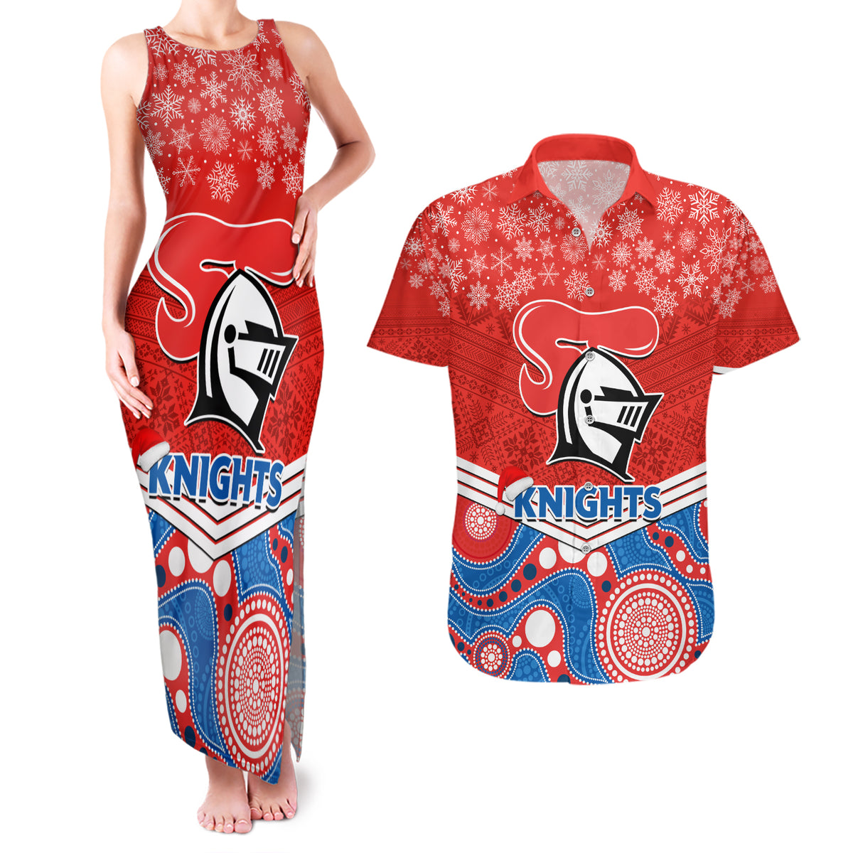 custom-knights-rugby-christmas-couples-matching-tank-maxi-dress-and-hawaiian-shirt-merry-xmas-2023-mix-aboriginal-art