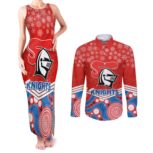 custom-knights-rugby-christmas-couples-matching-tank-maxi-dress-and-long-sleeve-button-shirt-merry-xmas-2023-mix-aboriginal-art