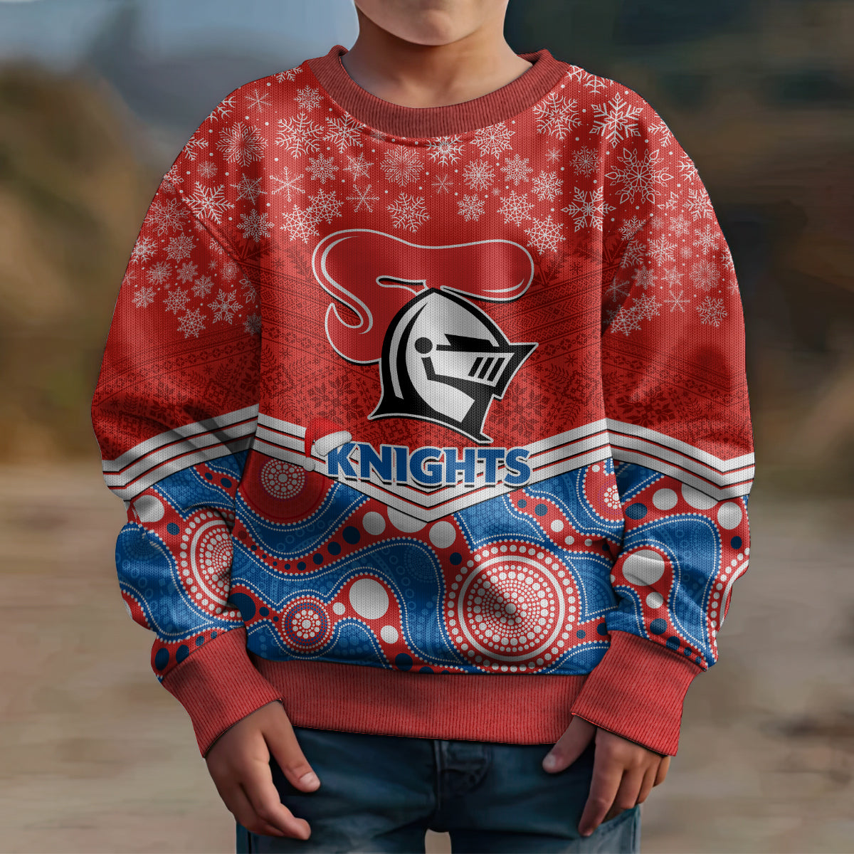 custom-knights-rugby-christmas-kid-ugly-christmas-sweater-merry-xmas-2023-mix-aboriginal-art