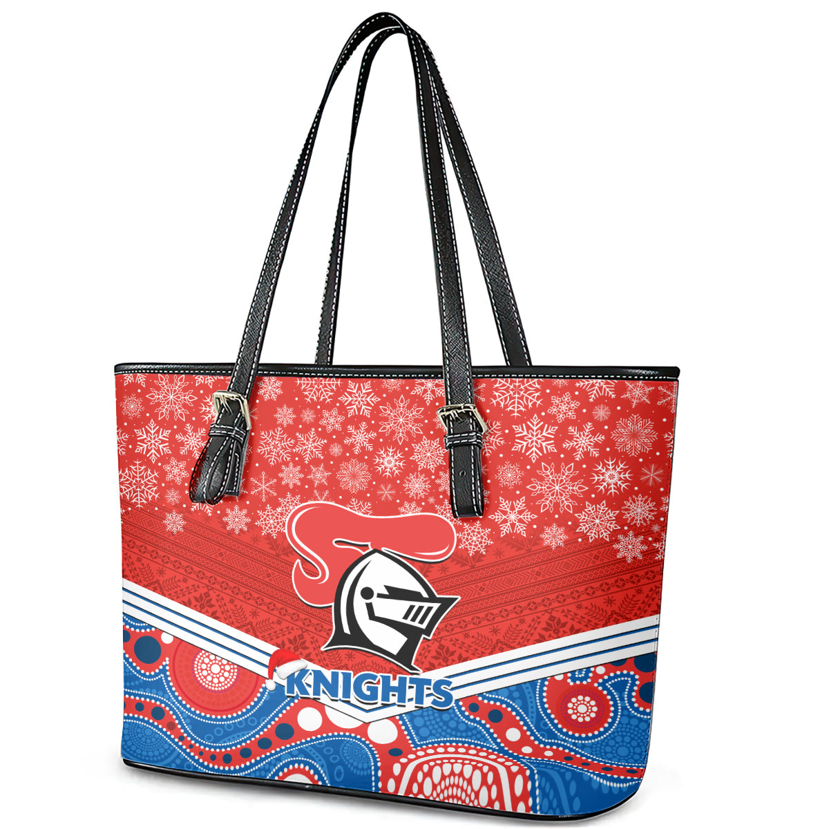 custom-knights-rugby-christmas-leather-tote-bag-merry-xmas-2023-mix-aboriginal-art
