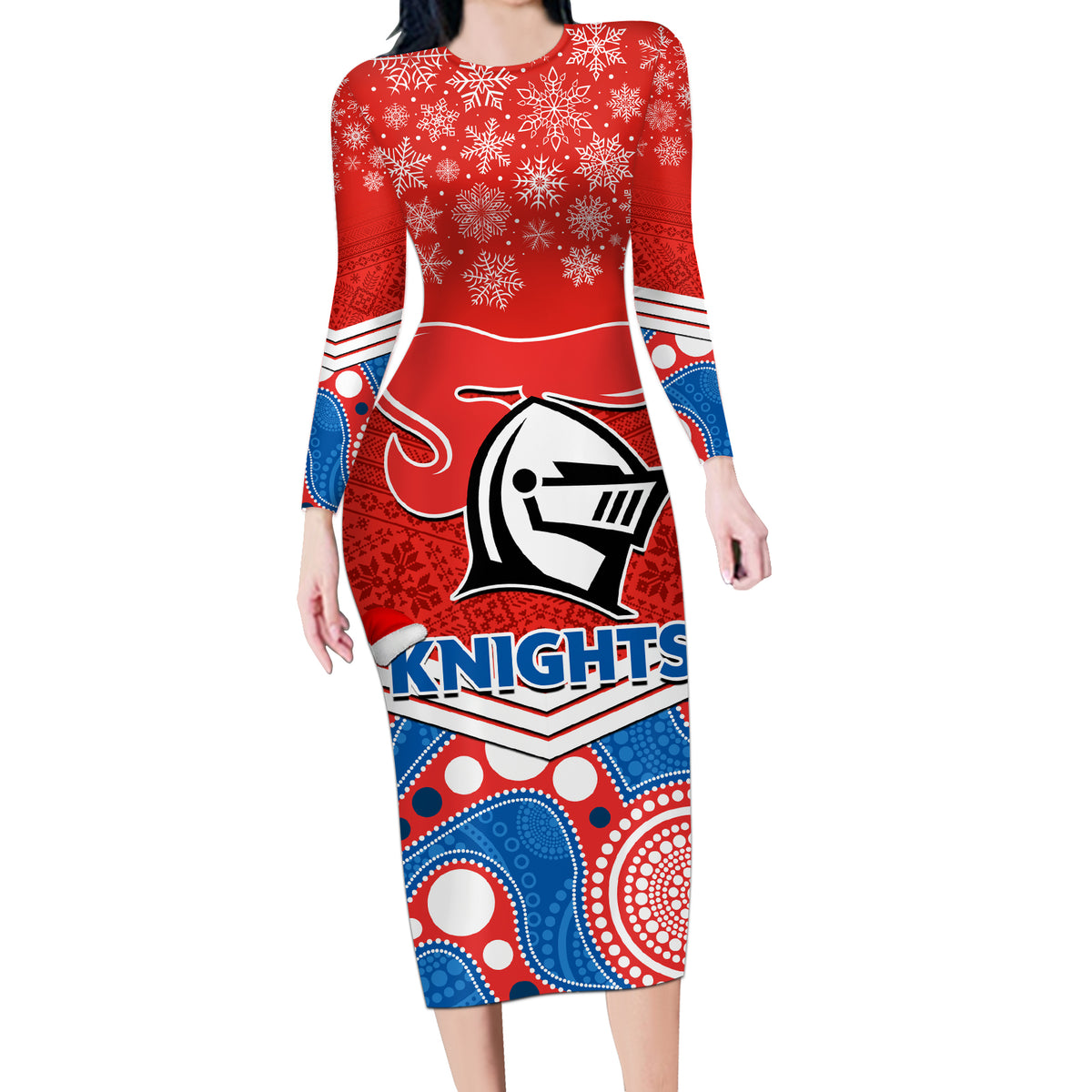custom-knights-rugby-christmas-long-sleeve-bodycon-dress-merry-xmas-2023-mix-aboriginal-art