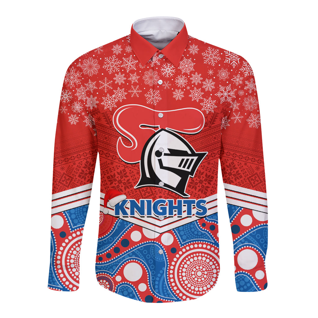 custom-knights-rugby-christmas-long-sleeve-button-shirt-merry-xmas-2023-mix-aboriginal-art