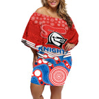 custom-knights-rugby-christmas-off-shoulder-short-dress-merry-xmas-2023-mix-aboriginal-art