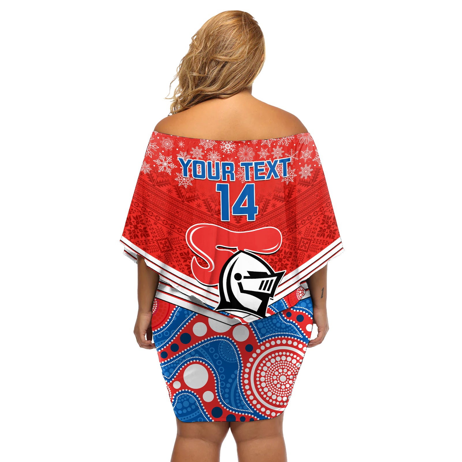 custom-knights-rugby-christmas-off-shoulder-short-dress-merry-xmas-2023-mix-aboriginal-art