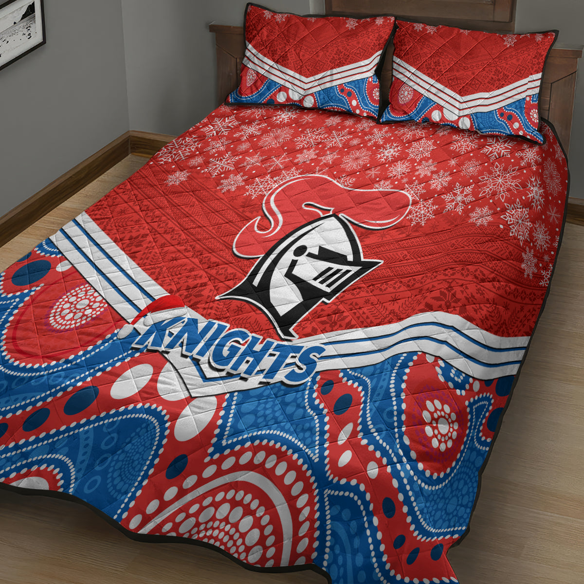 custom-knights-rugby-christmas-quilt-bed-set-merry-xmas-2023-mix-aboriginal-art