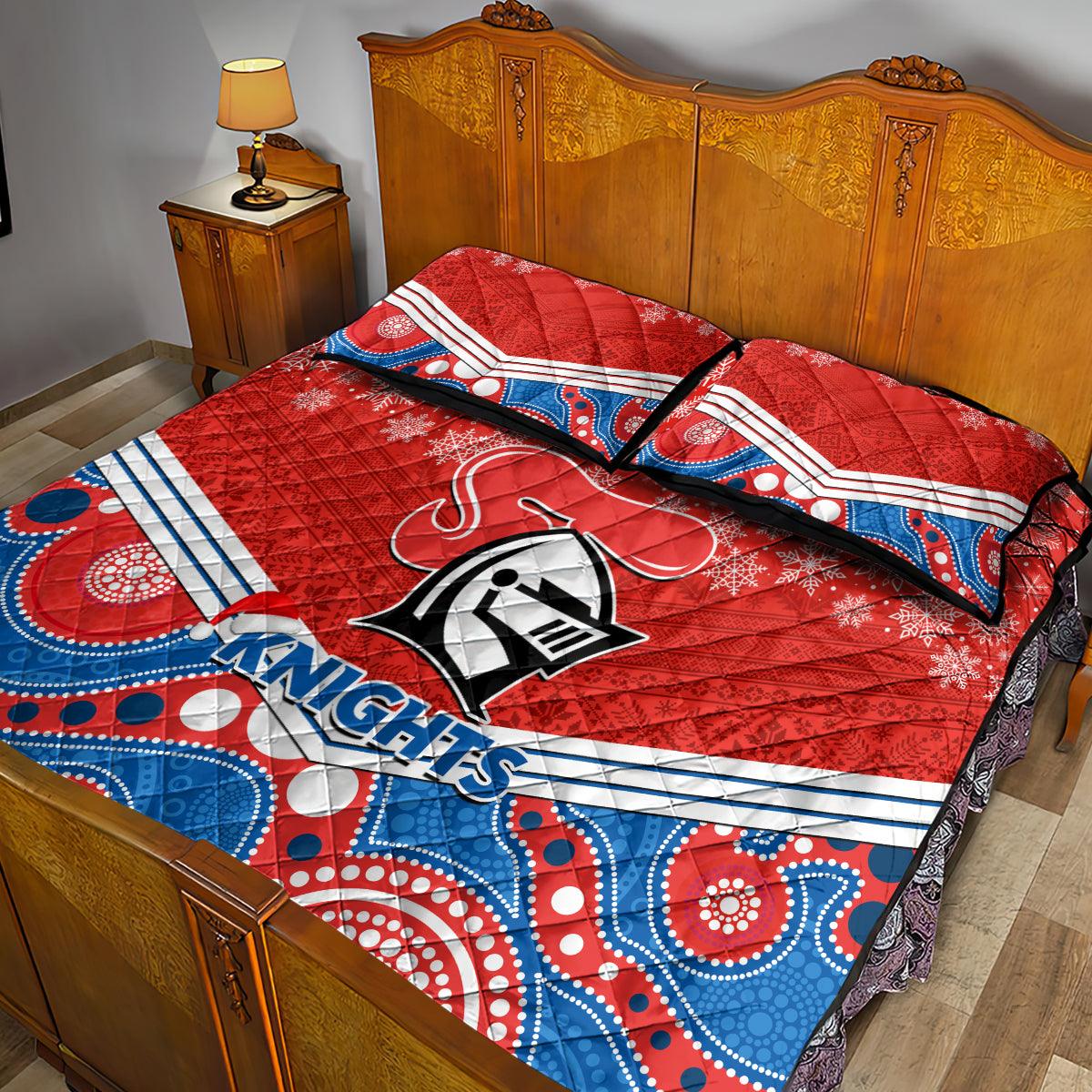 custom-knights-rugby-christmas-quilt-bed-set-merry-xmas-2023-mix-aboriginal-art