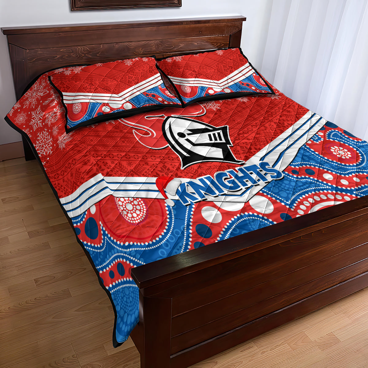 custom-knights-rugby-christmas-quilt-bed-set-merry-xmas-2023-mix-aboriginal-art