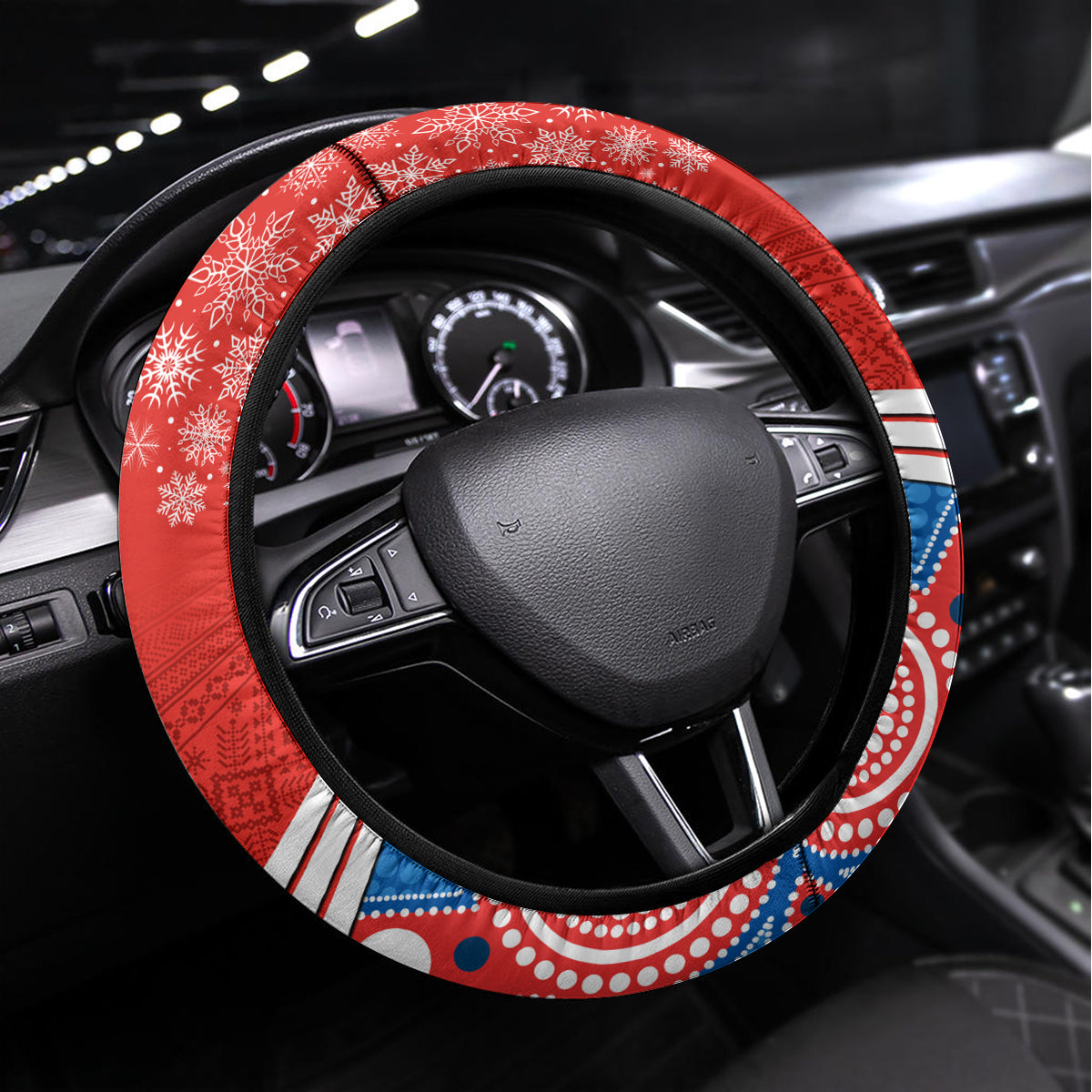 Knights Rugby Christmas Steering Wheel Cover Merry Xmas 2023 Mix Aboriginal Art