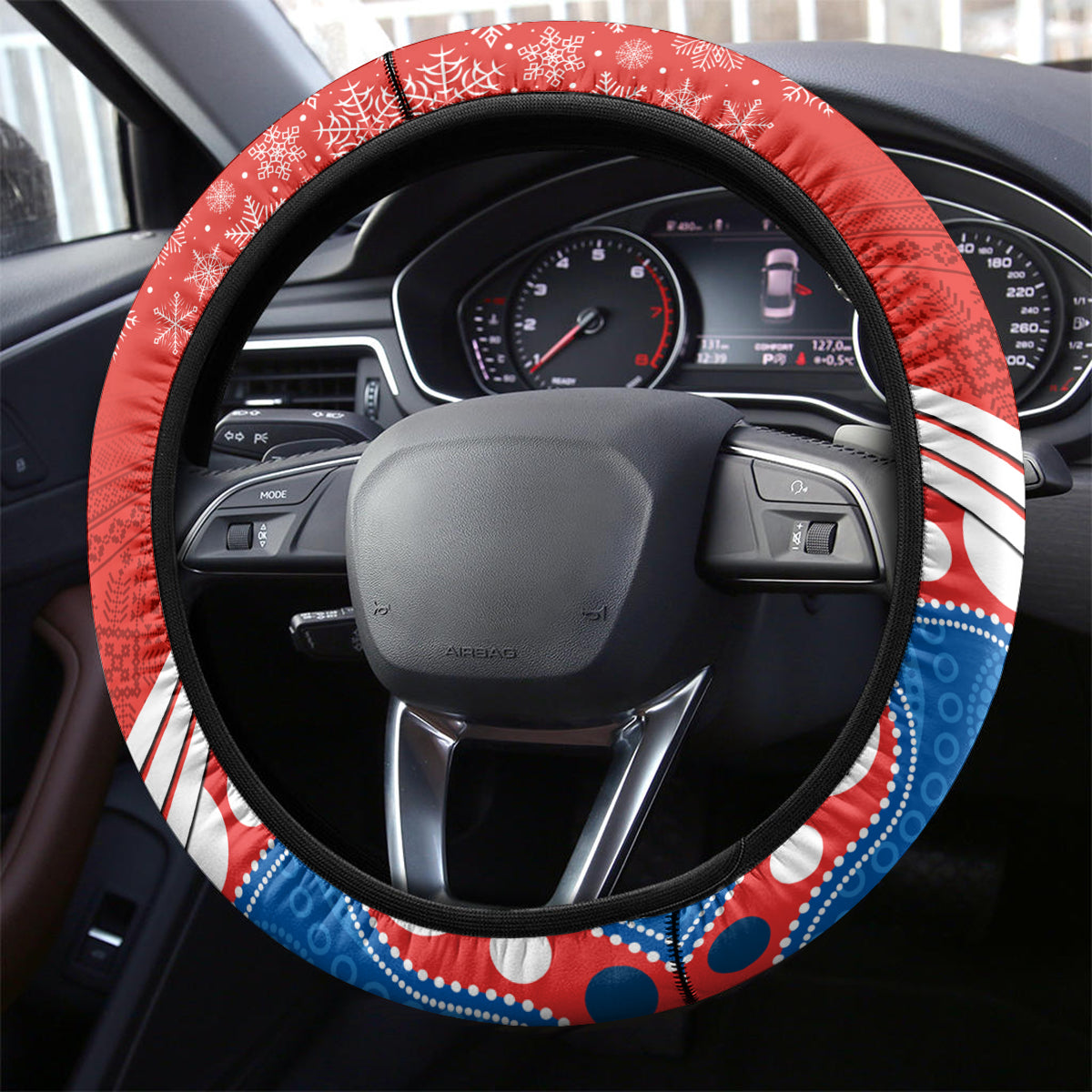 Knights Rugby Christmas Steering Wheel Cover Merry Xmas 2023 Mix Aboriginal Art