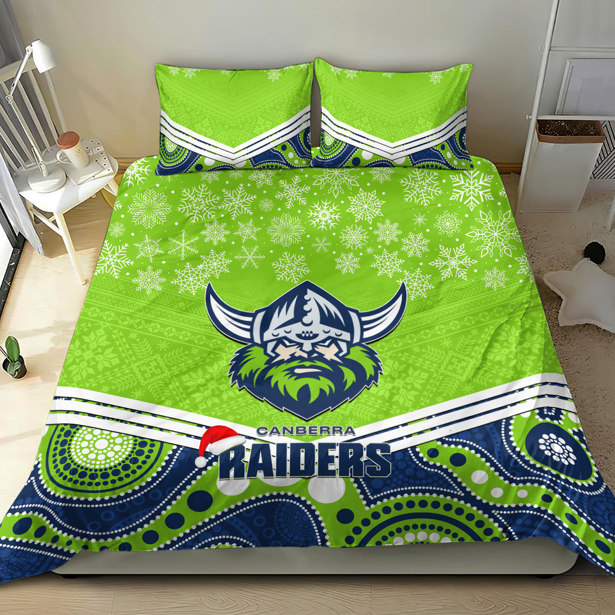 custom-raiders-rugby-christmas-bedding-set-merry-xmas-2023-mix-aboriginal-art