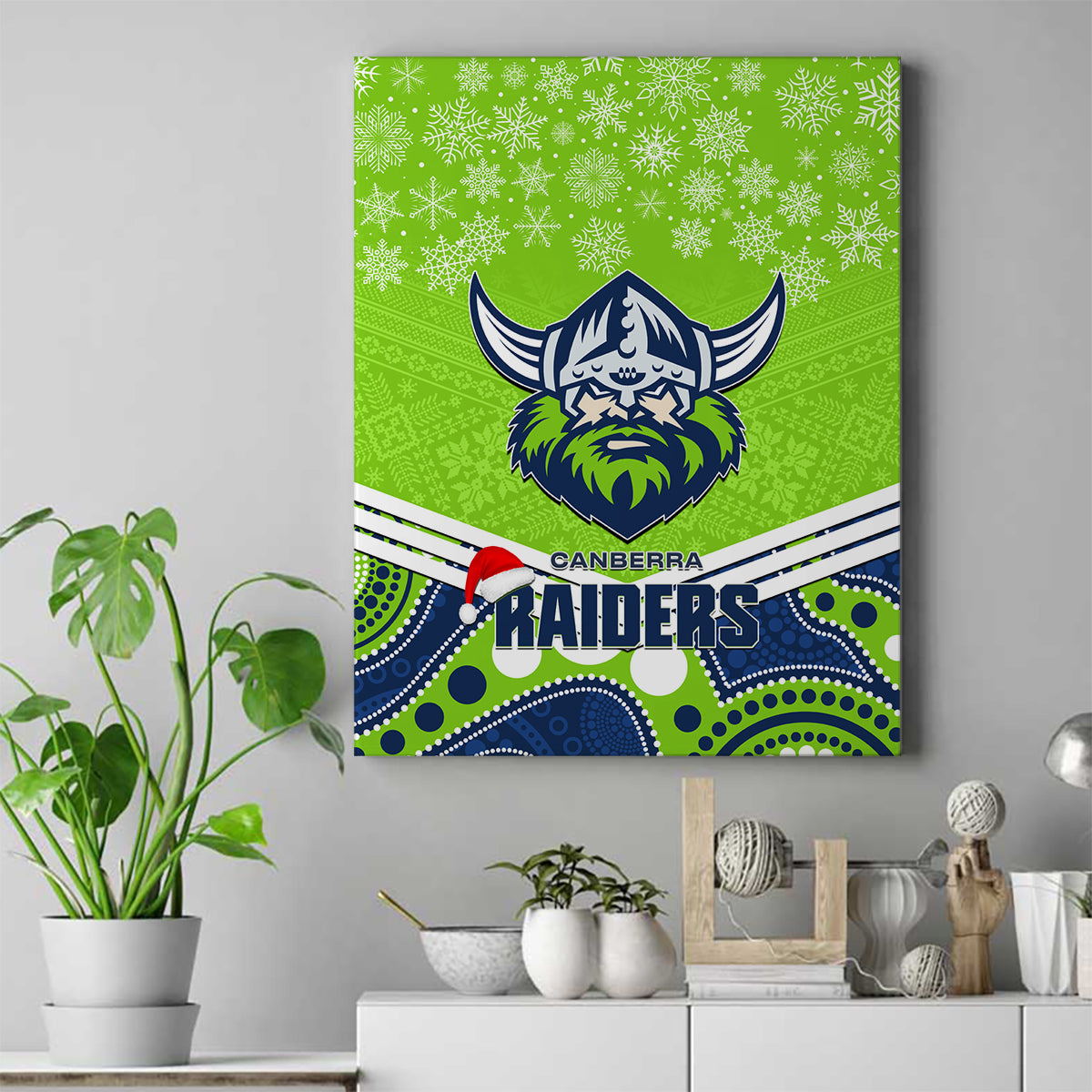custom-raiders-rugby-christmas-canvas-wall-art-merry-xmas-2023-mix-aboriginal-art