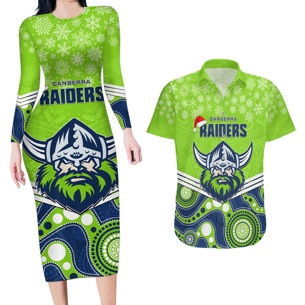 custom-raiders-rugby-christmas-couples-matching-long-sleeve-bodycon-dress-and-hawaiian-shirt-merry-xmas-2023-mix-aboriginal-art