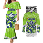 custom-raiders-rugby-christmas-couples-matching-mermaid-dress-and-long-sleeve-button-shirt-merry-xmas-2023-mix-aboriginal-art