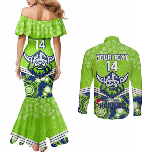 custom-raiders-rugby-christmas-couples-matching-mermaid-dress-and-long-sleeve-button-shirt-merry-xmas-2023-mix-aboriginal-art