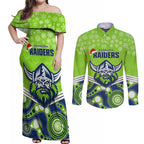 custom-raiders-rugby-christmas-couples-matching-off-shoulder-maxi-dress-and-long-sleeve-button-shirt-merry-xmas-2023-mix-aboriginal-art