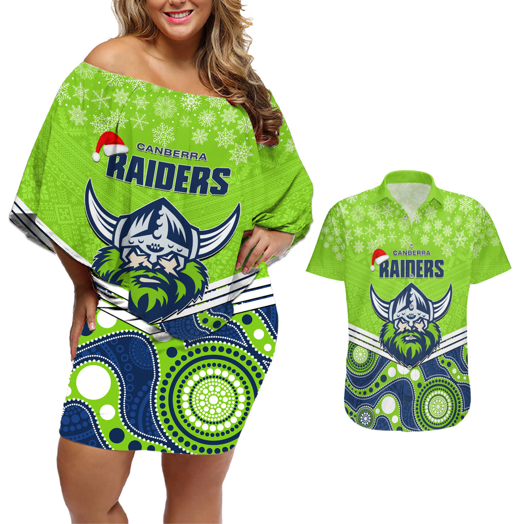 custom-raiders-rugby-christmas-couples-matching-off-shoulder-short-dress-and-hawaiian-shirt-merry-xmas-2023-mix-aboriginal-art