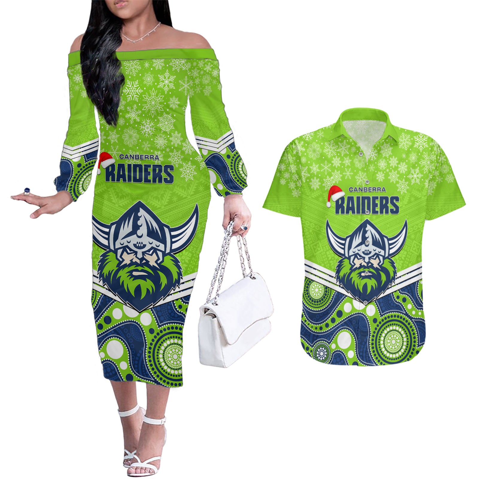 custom-raiders-rugby-christmas-couples-matching-off-the-shoulder-long-sleeve-dress-and-hawaiian-shirt-merry-xmas-2023-mix-aboriginal-art