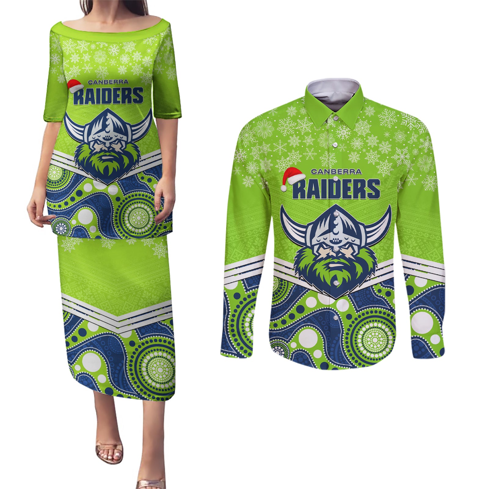 custom-raiders-rugby-christmas-couples-matching-puletasi-dress-and-long-sleeve-button-shirt-merry-xmas-2023-mix-aboriginal-art
