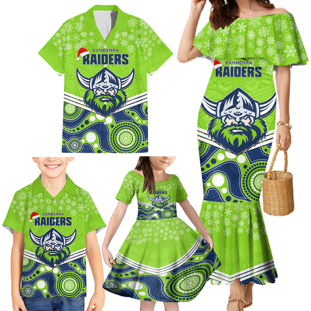custom-raiders-rugby-christmas-family-matching-mermaid-dress-and-hawaiian-shirt-merry-xmas-2023-mix-aboriginal-art