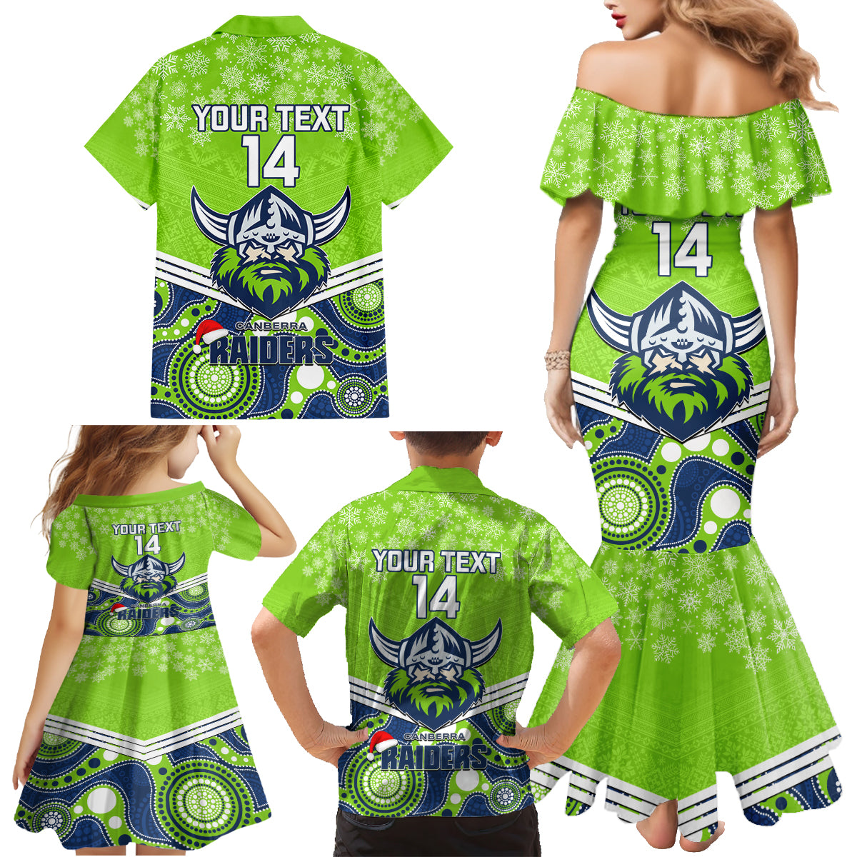 custom-raiders-rugby-christmas-family-matching-mermaid-dress-and-hawaiian-shirt-merry-xmas-2023-mix-aboriginal-art