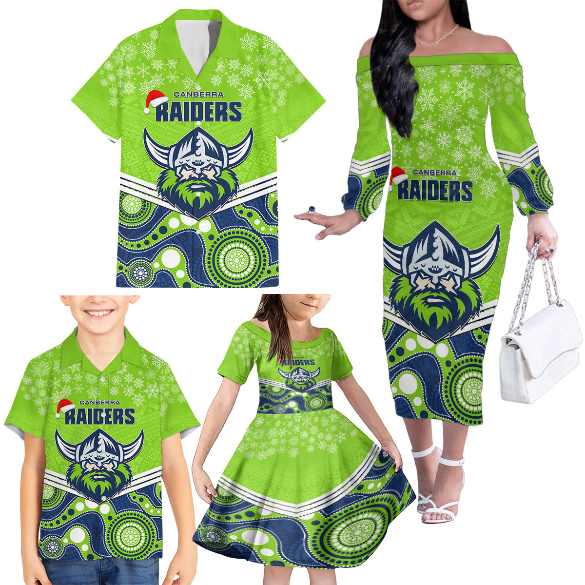 custom-raiders-rugby-christmas-family-matching-off-shoulder-long-sleeve-dress-and-hawaiian-shirt-merry-xmas-2023-mix-aboriginal-art