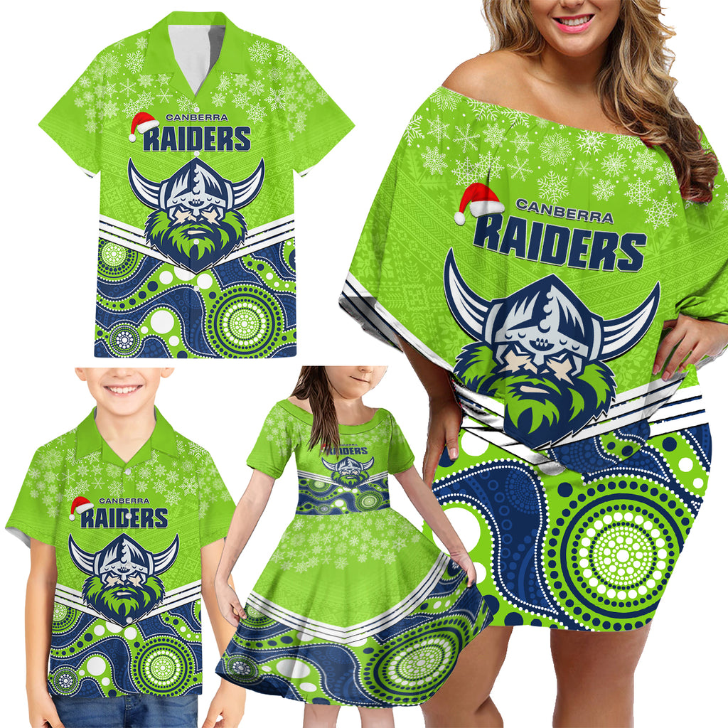 custom-raiders-rugby-christmas-family-matching-off-shoulder-short-dress-and-hawaiian-shirt-merry-xmas-2023-mix-aboriginal-art