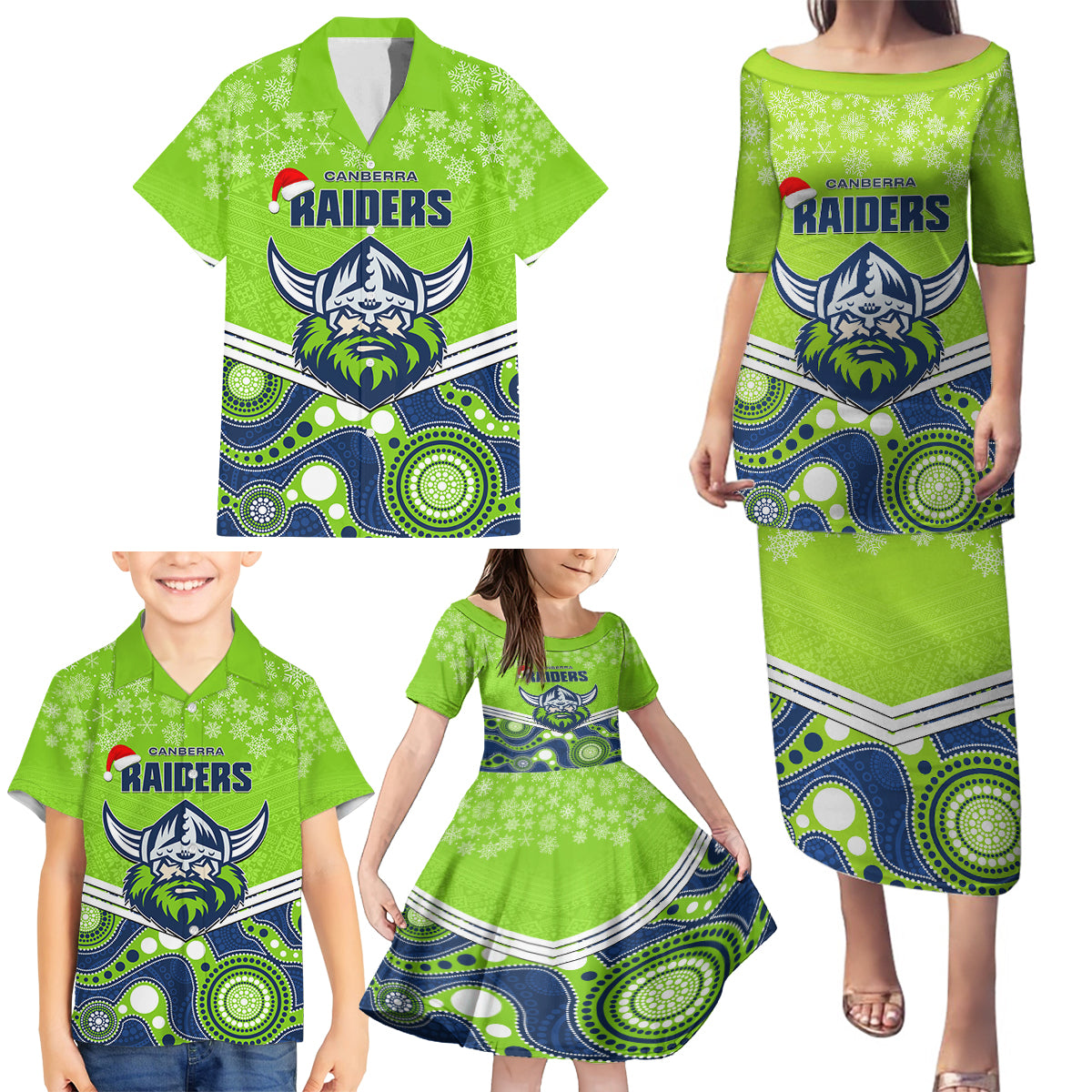 custom-raiders-rugby-christmas-family-matching-puletasi-dress-and-hawaiian-shirt-merry-xmas-2023-mix-aboriginal-art
