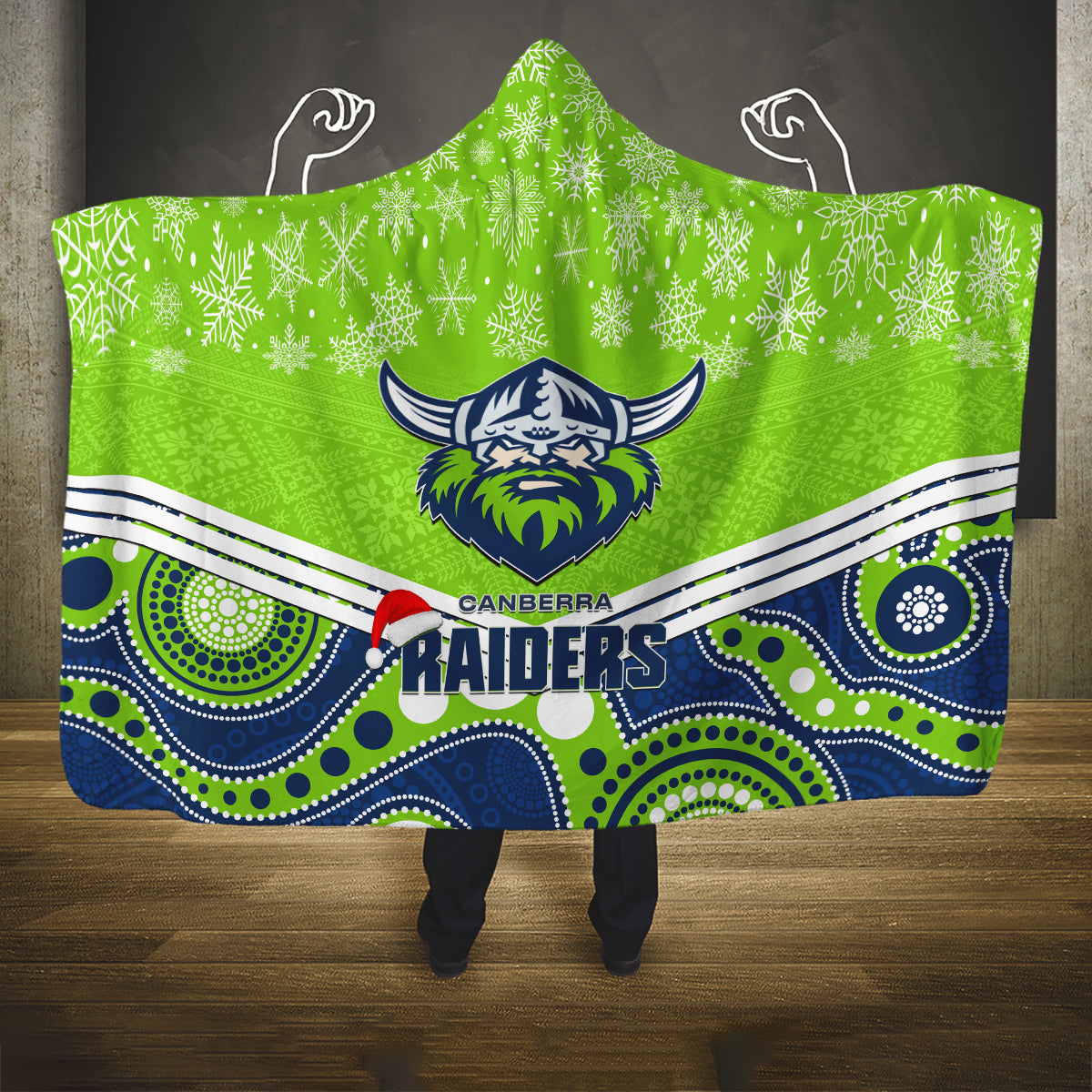 custom-raiders-rugby-christmas-hooded-blanket-merry-xmas-2023-mix-aboriginal-art