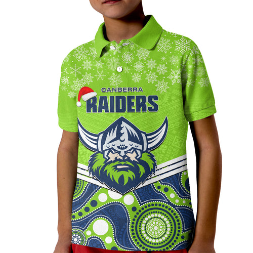 custom-raiders-rugby-christmas-kid-polo-shirt-merry-xmas-2023-mix-aboriginal-art