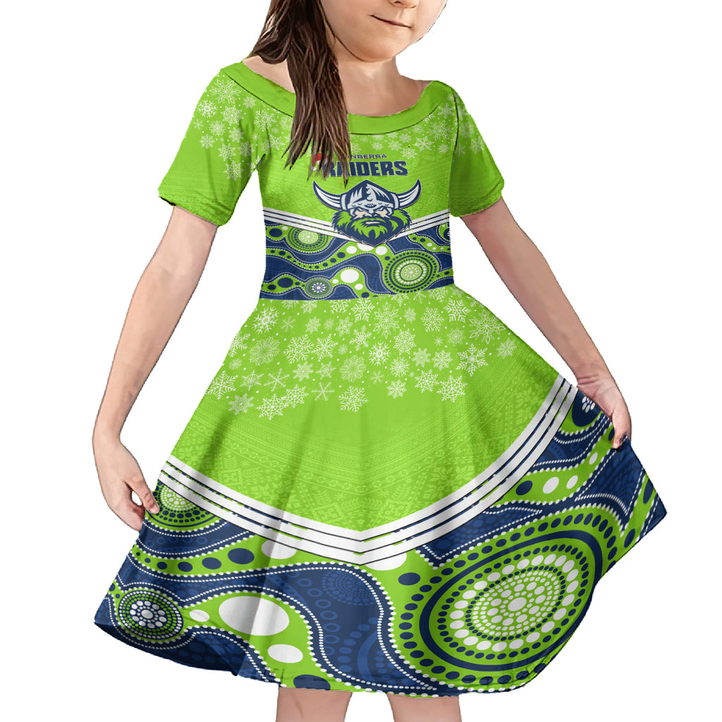 custom-raiders-rugby-christmas-kid-short-sleeve-dress-merry-xmas-2023-mix-aboriginal-art