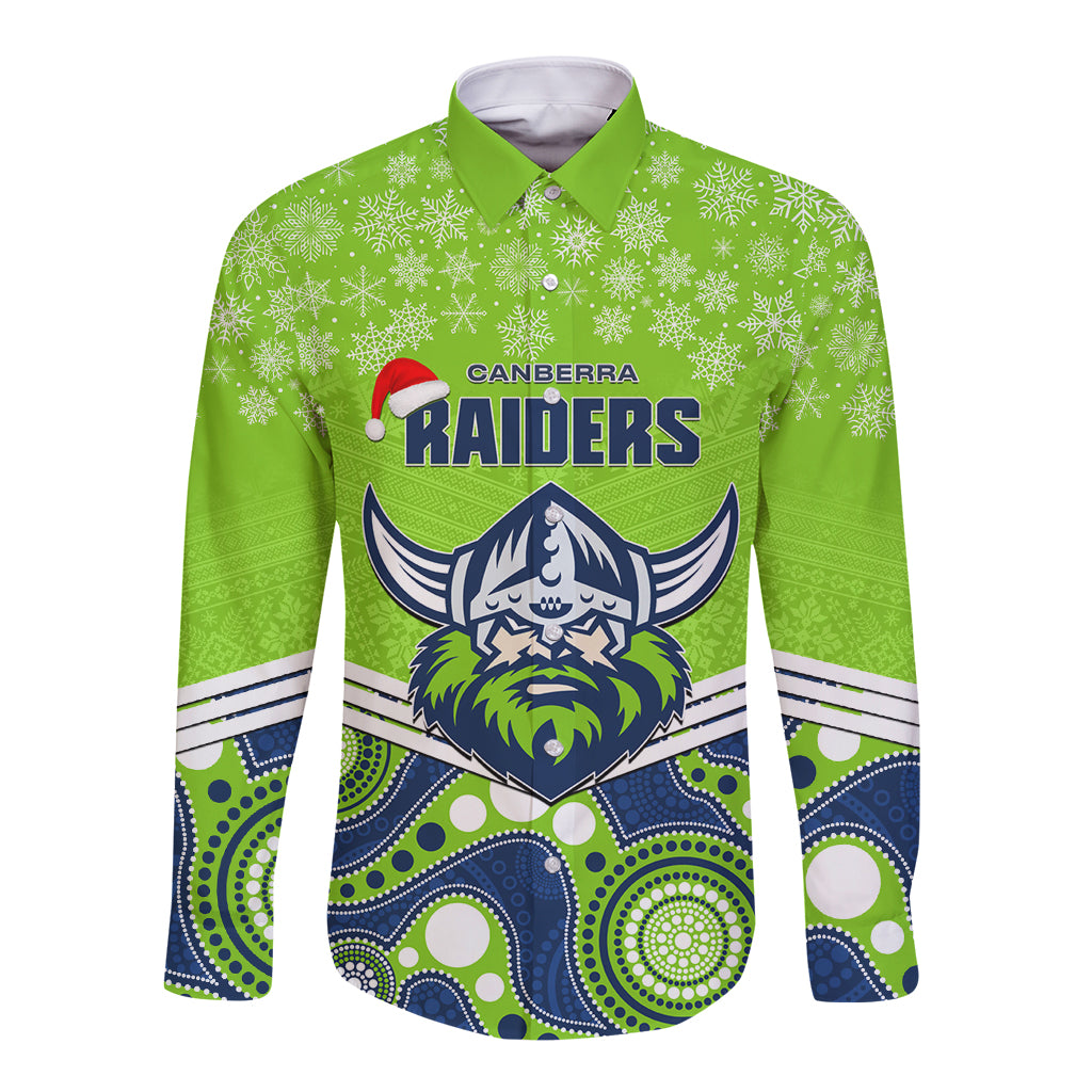 custom-raiders-rugby-christmas-long-sleeve-button-shirt-merry-xmas-2023-mix-aboriginal-art
