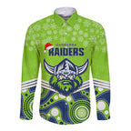 custom-raiders-rugby-christmas-long-sleeve-button-shirt-merry-xmas-2023-mix-aboriginal-art