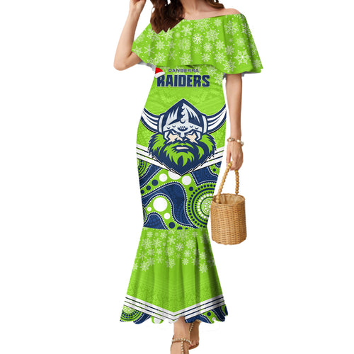 custom-raiders-rugby-christmas-mermaid-dress-merry-xmas-2023-mix-aboriginal-art