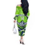 custom-raiders-rugby-christmas-off-the-shoulder-long-sleeve-dress-merry-xmas-2023-mix-aboriginal-art