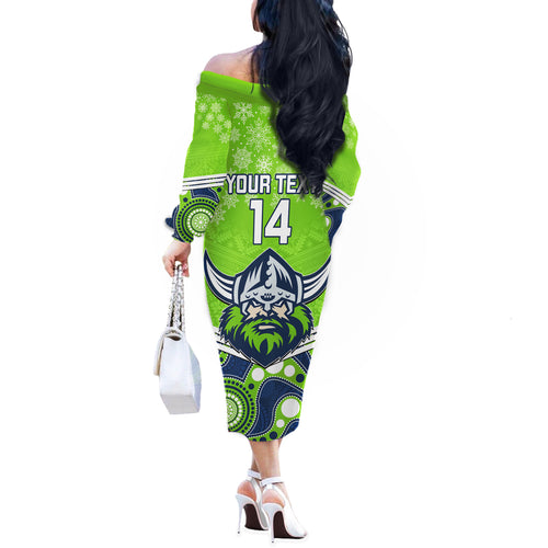 custom-raiders-rugby-christmas-off-the-shoulder-long-sleeve-dress-merry-xmas-2023-mix-aboriginal-art