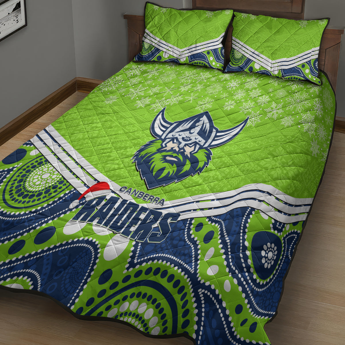 custom-raiders-rugby-christmas-quilt-bed-set-merry-xmas-2023-mix-aboriginal-art