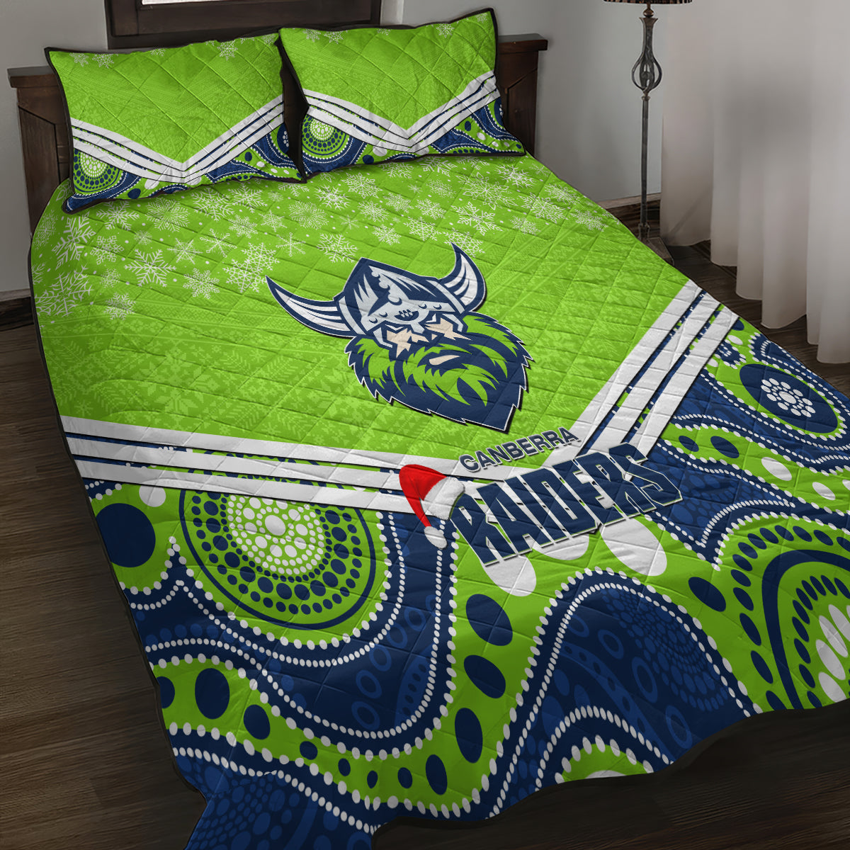 custom-raiders-rugby-christmas-quilt-bed-set-merry-xmas-2023-mix-aboriginal-art