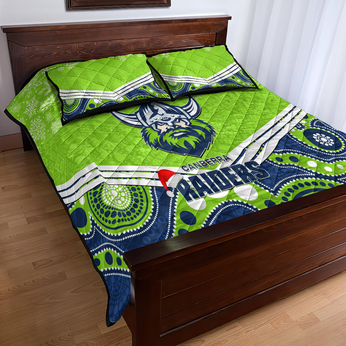 custom-raiders-rugby-christmas-quilt-bed-set-merry-xmas-2023-mix-aboriginal-art