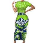custom-raiders-rugby-christmas-short-sleeve-bodycon-dress-merry-xmas-2023-mix-aboriginal-art