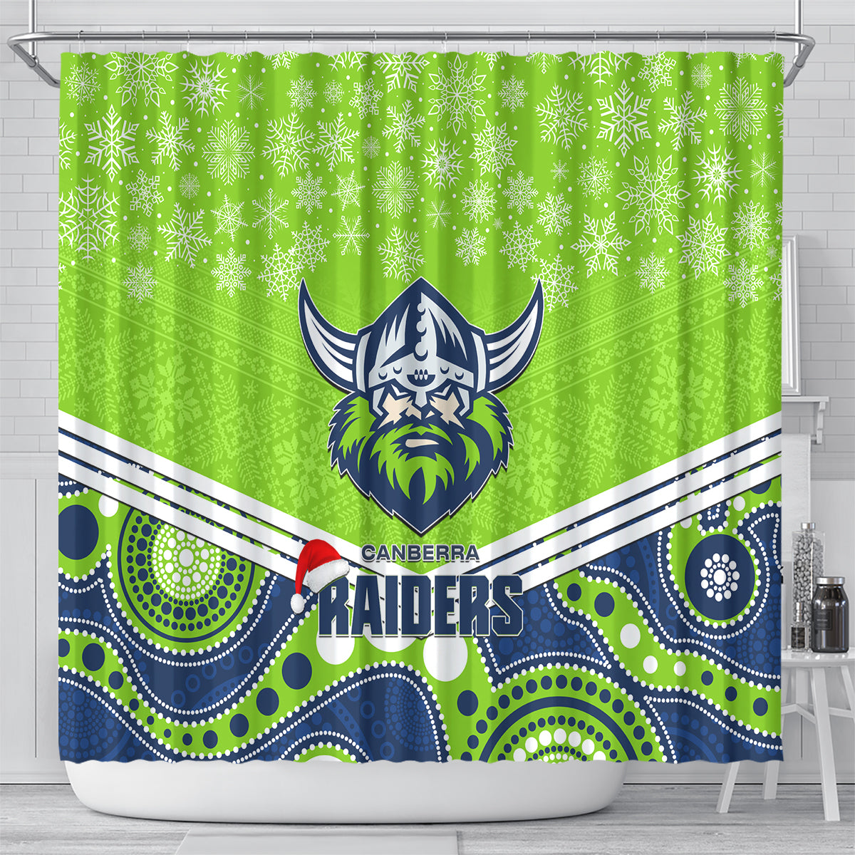 custom-raiders-rugby-christmas-shower-curtain-merry-xmas-2023-mix-aboriginal-art