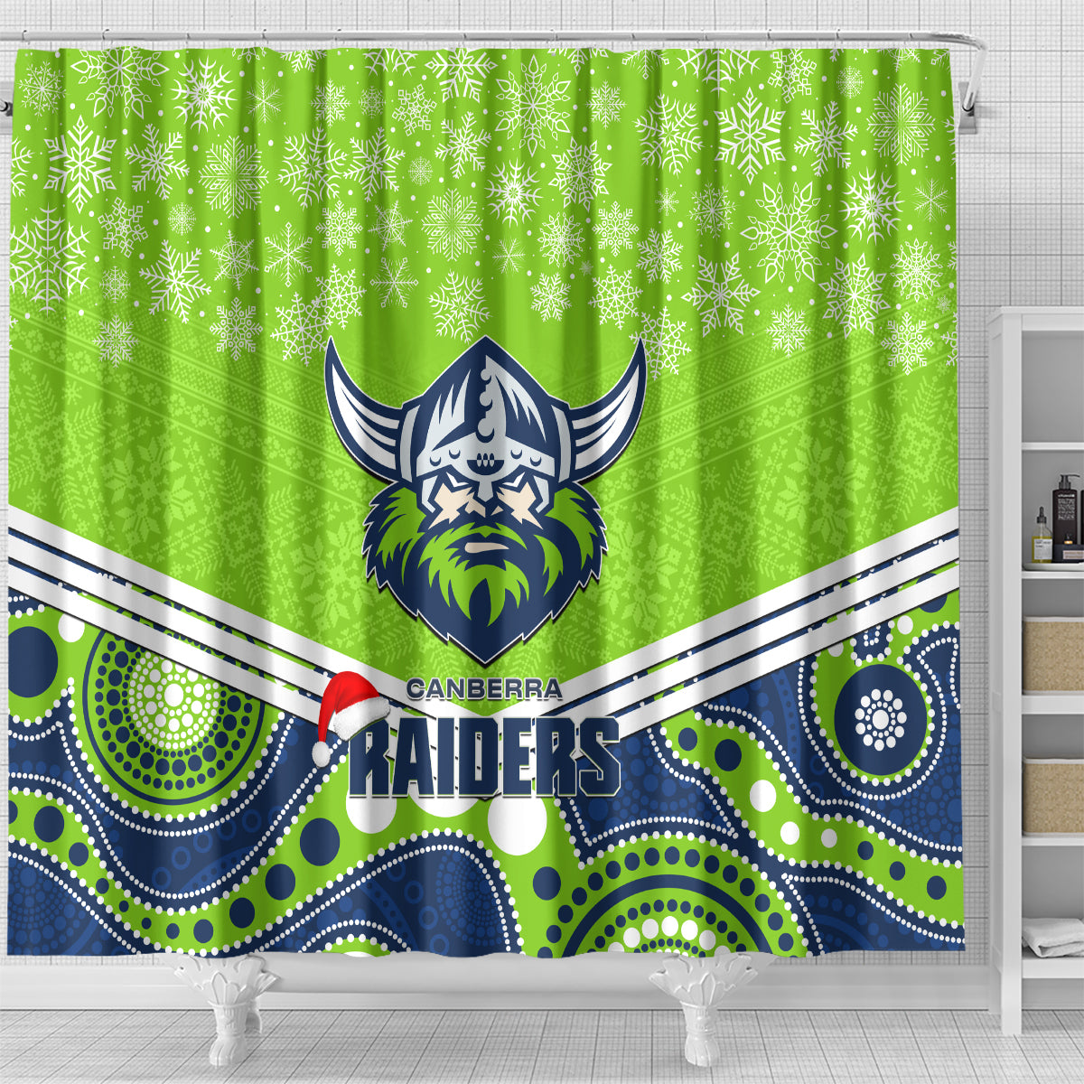 custom-raiders-rugby-christmas-shower-curtain-merry-xmas-2023-mix-aboriginal-art