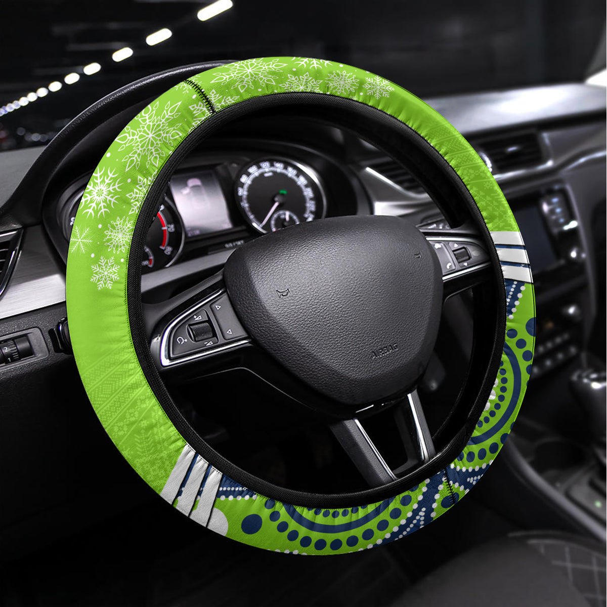 Raiders Rugby Christmas Steering Wheel Cover Merry Xmas 2023 Mix Aboriginal Art