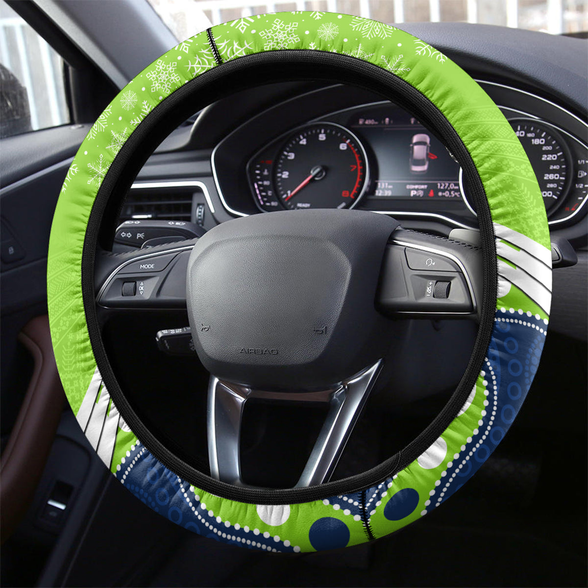 Raiders Rugby Christmas Steering Wheel Cover Merry Xmas 2023 Mix Aboriginal Art
