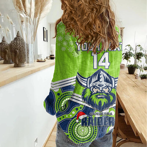 custom-raiders-rugby-christmas-women-casual-shirt-merry-xmas-2023-mix-aboriginal-art