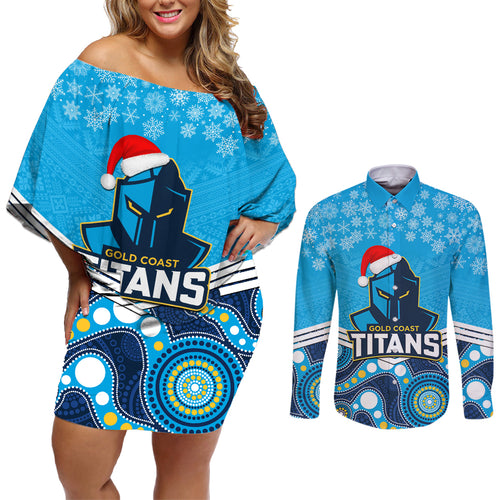 custom-titans-rugby-christmas-couples-matching-off-shoulder-short-dress-and-long-sleeve-button-shirt-merry-xmas-2023-mix-aboriginal-art