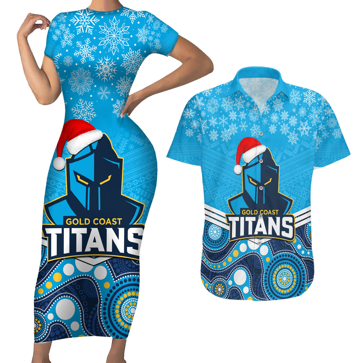 custom-titans-rugby-christmas-couples-matching-short-sleeve-bodycon-dress-and-hawaiian-shirt-merry-xmas-2023-mix-aboriginal-art