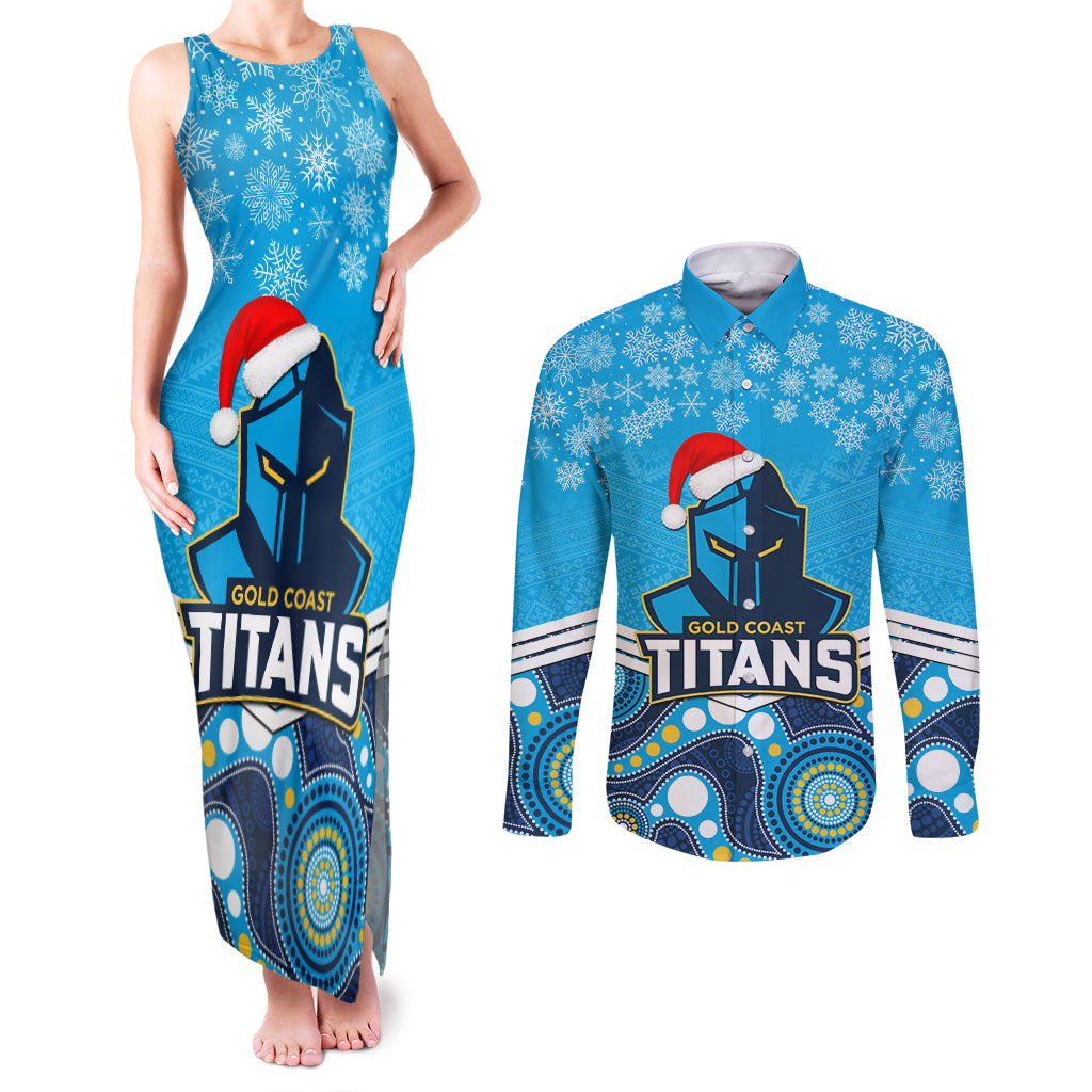 custom-titans-rugby-christmas-couples-matching-tank-maxi-dress-and-long-sleeve-button-shirt-merry-xmas-2023-mix-aboriginal-art