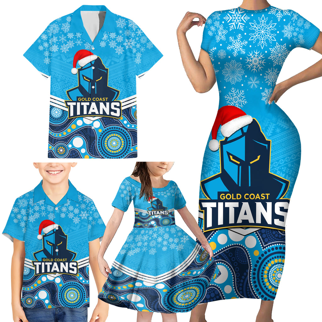 custom-titans-rugby-christmas-family-matching-short-sleeve-bodycon-dress-and-hawaiian-shirt-merry-xmas-2023-mix-aboriginal-art