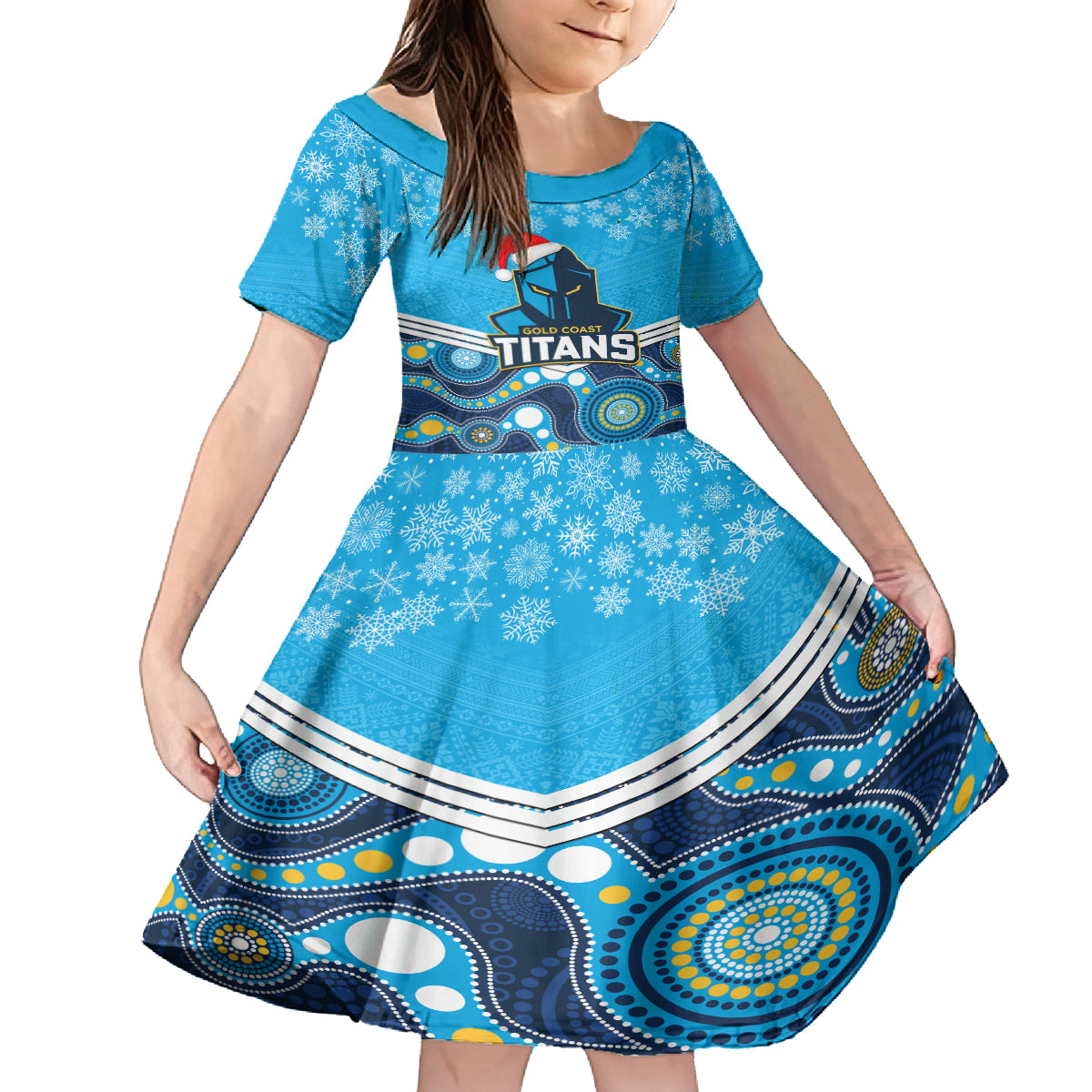 custom-titans-rugby-christmas-kid-short-sleeve-dress-merry-xmas-2023-mix-aboriginal-art