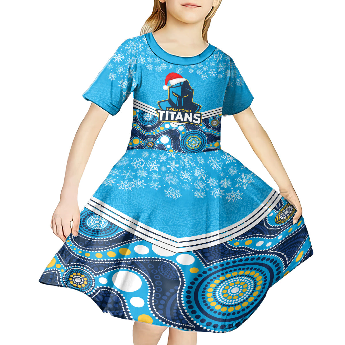 custom-titans-rugby-christmas-kid-short-sleeve-dress-merry-xmas-2023-mix-aboriginal-art